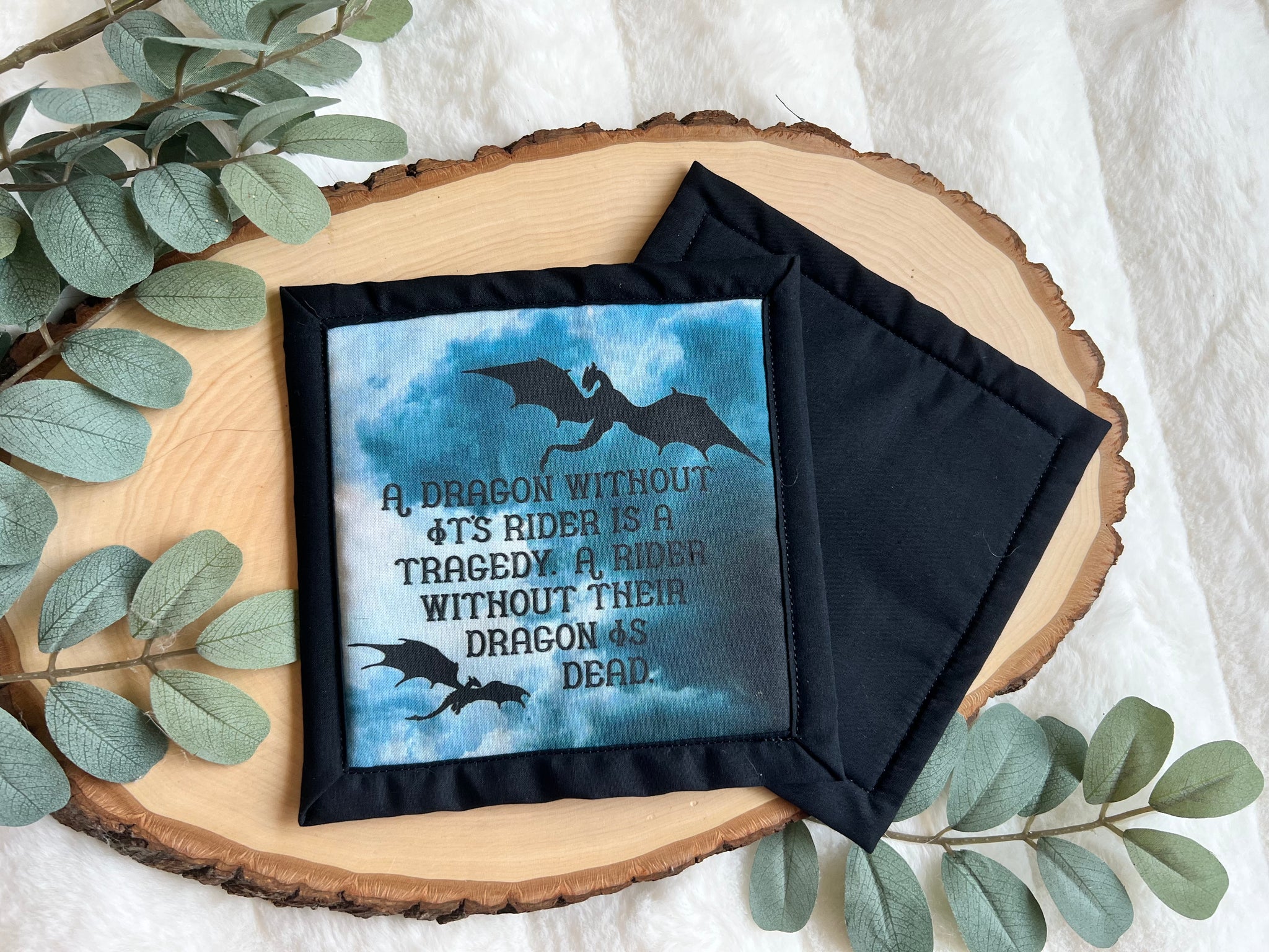 “A Dragon without its Rider" Fourth Wing Mug Rug